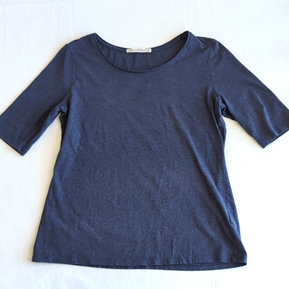 Peruvian Connection Kaia 100% Pima Cotton Short Sleeve T-Shirt Dark Blue Size M